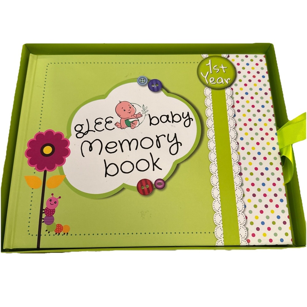 Glee Baby keepsake Memory Book Kit 1st Year Milestone & Events; Green New In Box